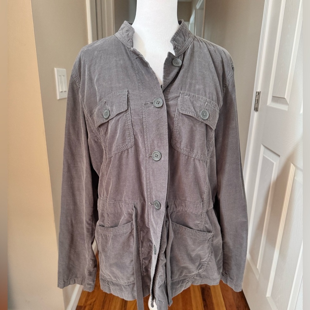 French Cuff Vintage Gray Corduroy Women’s Utility shirt/jacket EUC size L